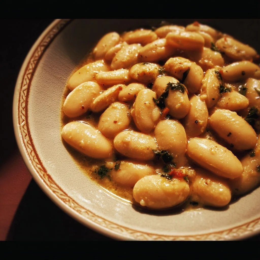 Marry Me Butter Beans recipe served in a bowl with fresh herbs