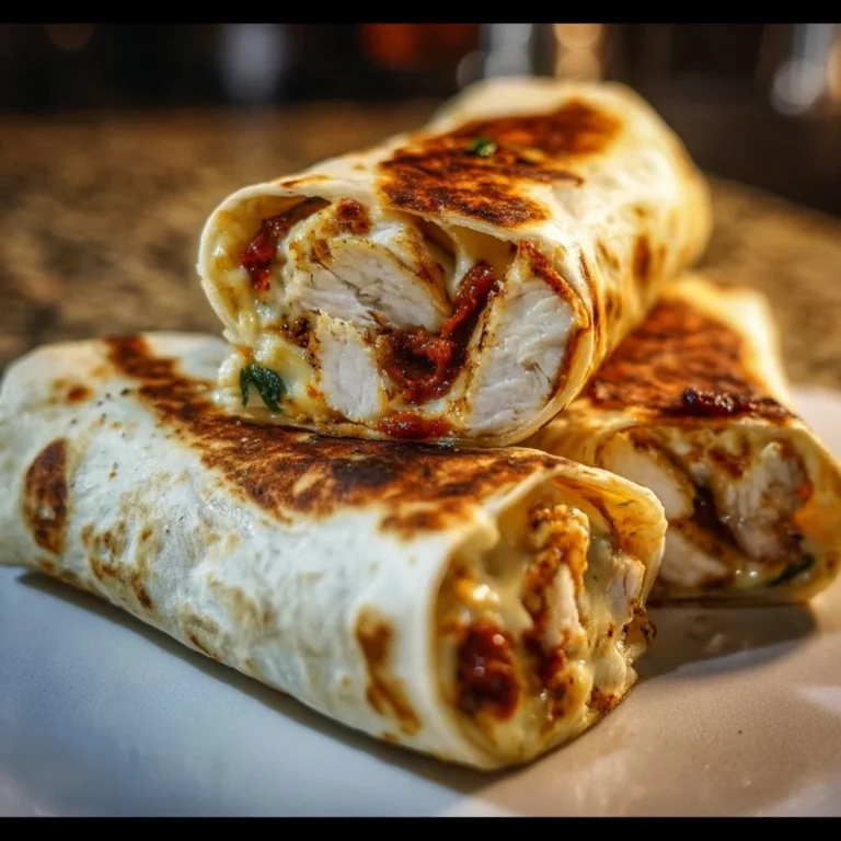 Air fryer chicken and mozzarella wraps served on a plate garnished with herbs.