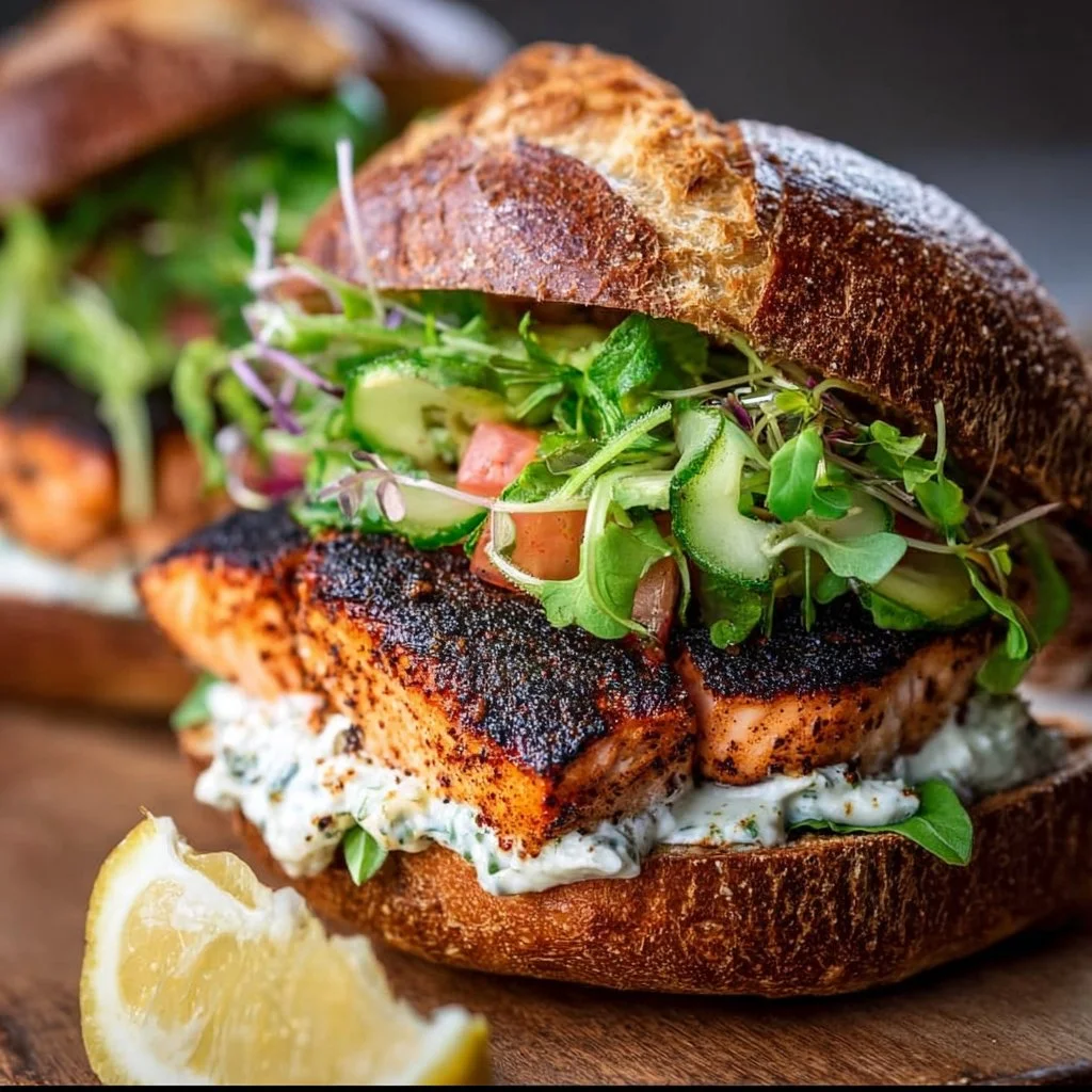 Blackened Salmon Sandwich Cajun