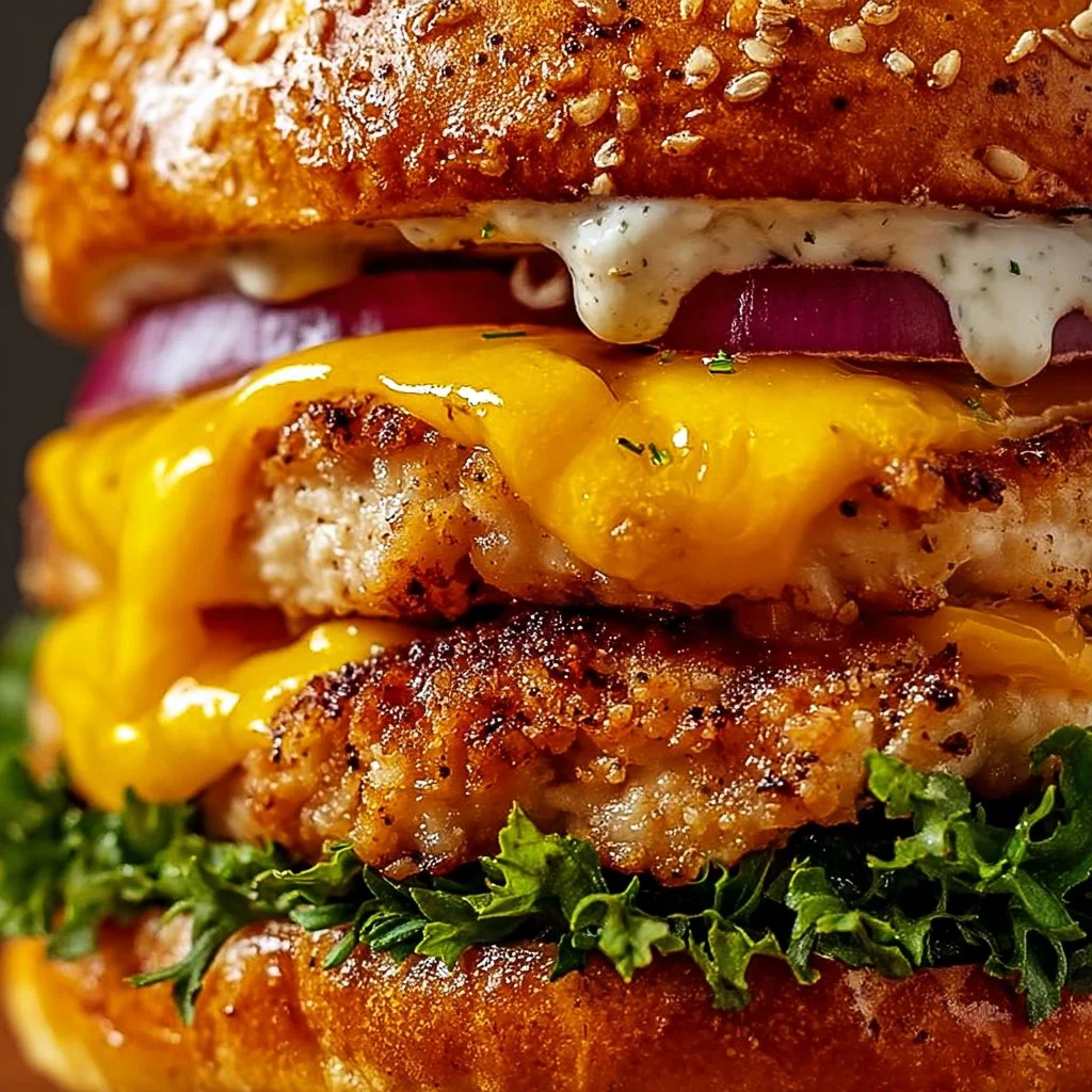 Cheddar Ranch Chicken Burgers