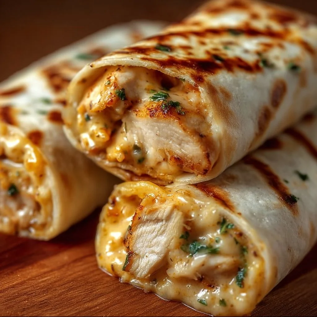 Cheesy Chicken Garlic Wraps