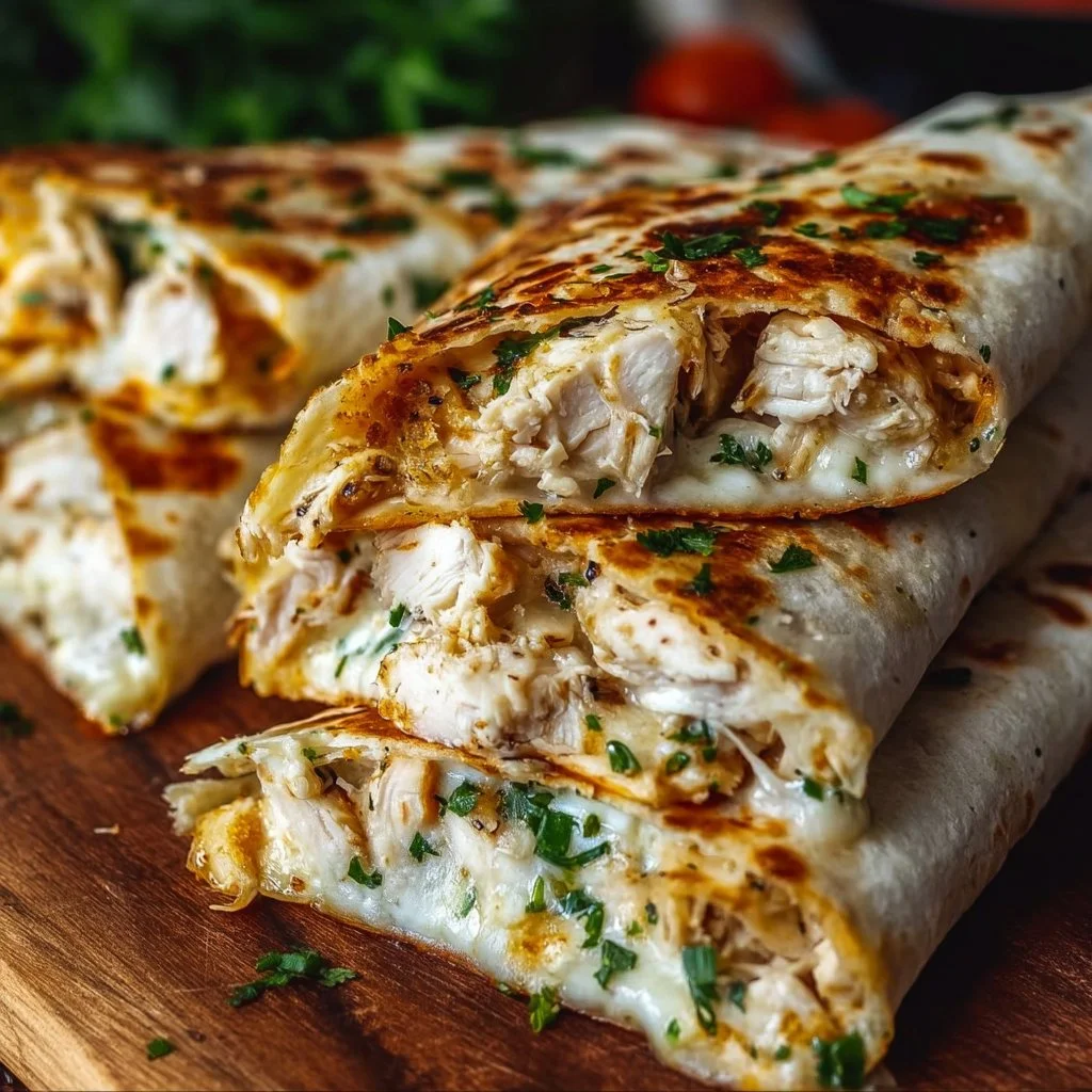 Cheesy Garlic Chicken Wraps