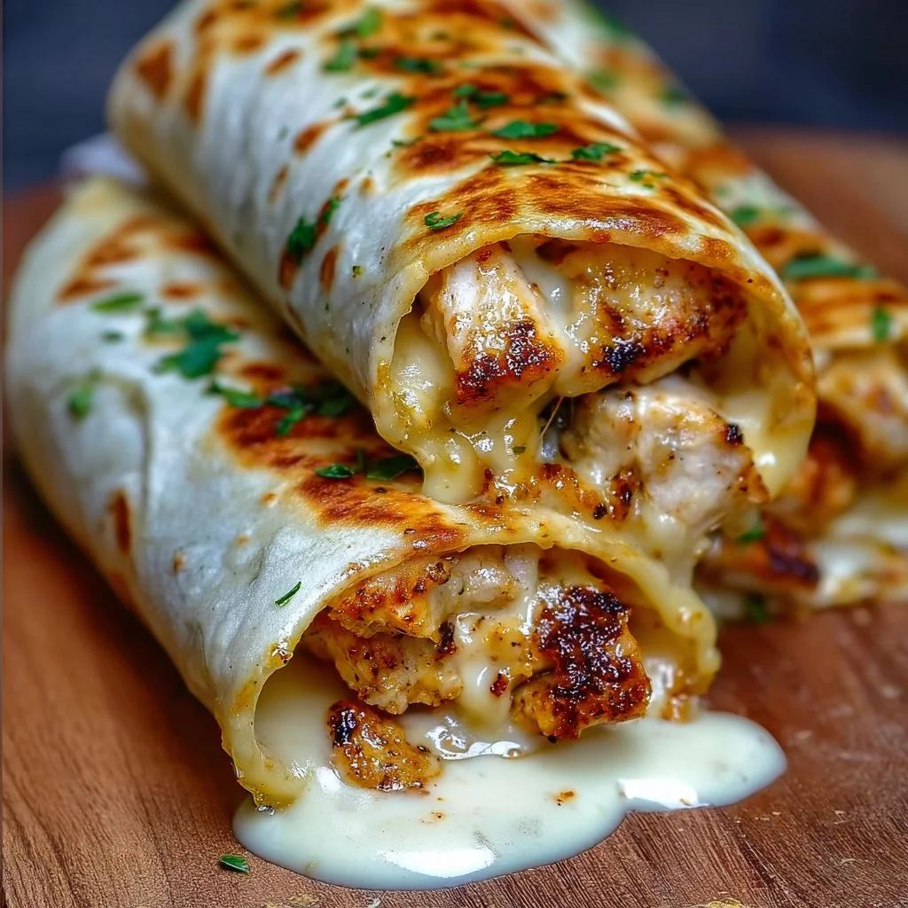 Cheesy Garlic Chicken Wraps
