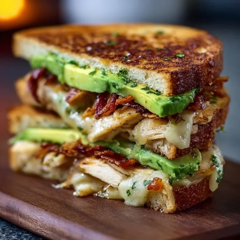Chicken Avocado Melt Sandwich with melted cheese and fresh ingredients