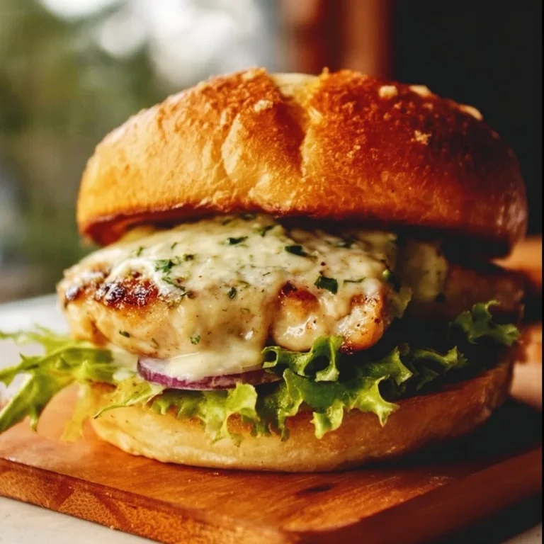 Delicious Chicken Caesar Burger with grilled chicken, lettuce, and Caesar dressing