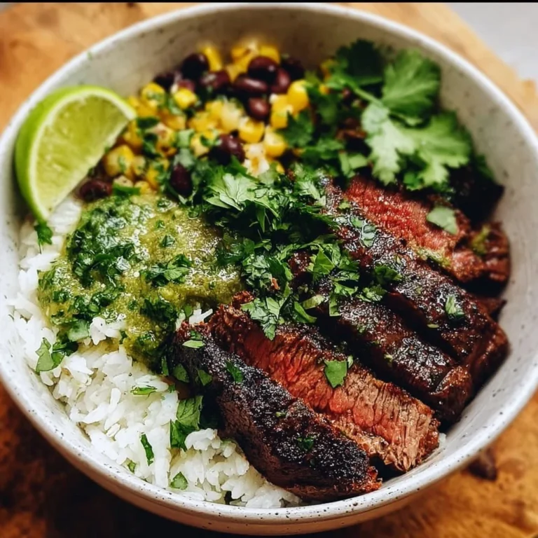 Cilantro Lime Steak Bowls with fresh vegetables and lime slices
