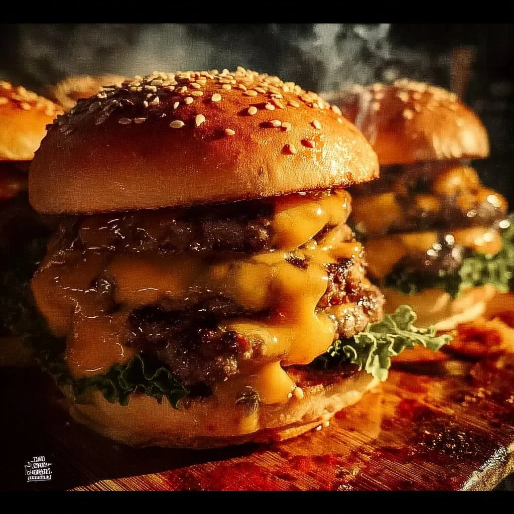 A delicious Crack Burger with toppings and sauces served on a plate
