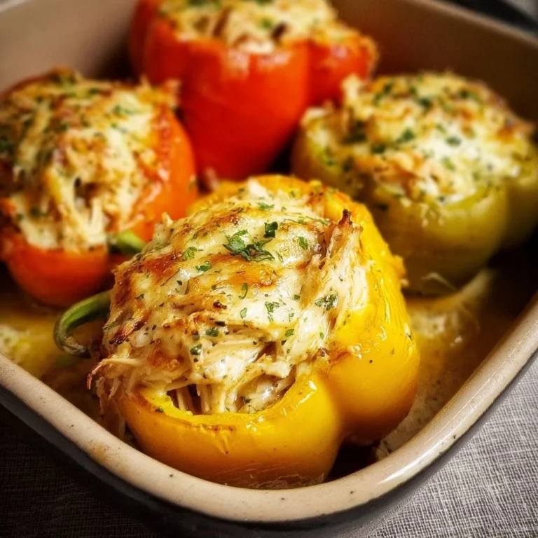 Delicious creamy chicken stuffed peppers ready to be served.
