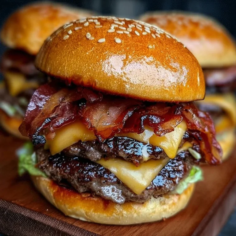 Crispy bacon burgers with juicy patties and toppings
