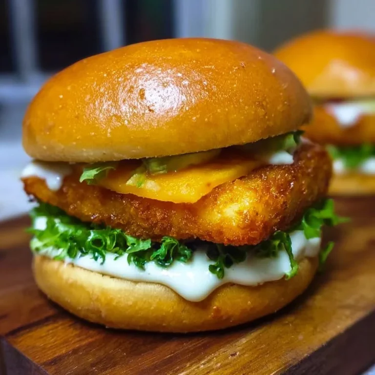 Crispy fish burger served with fresh toppings and fries