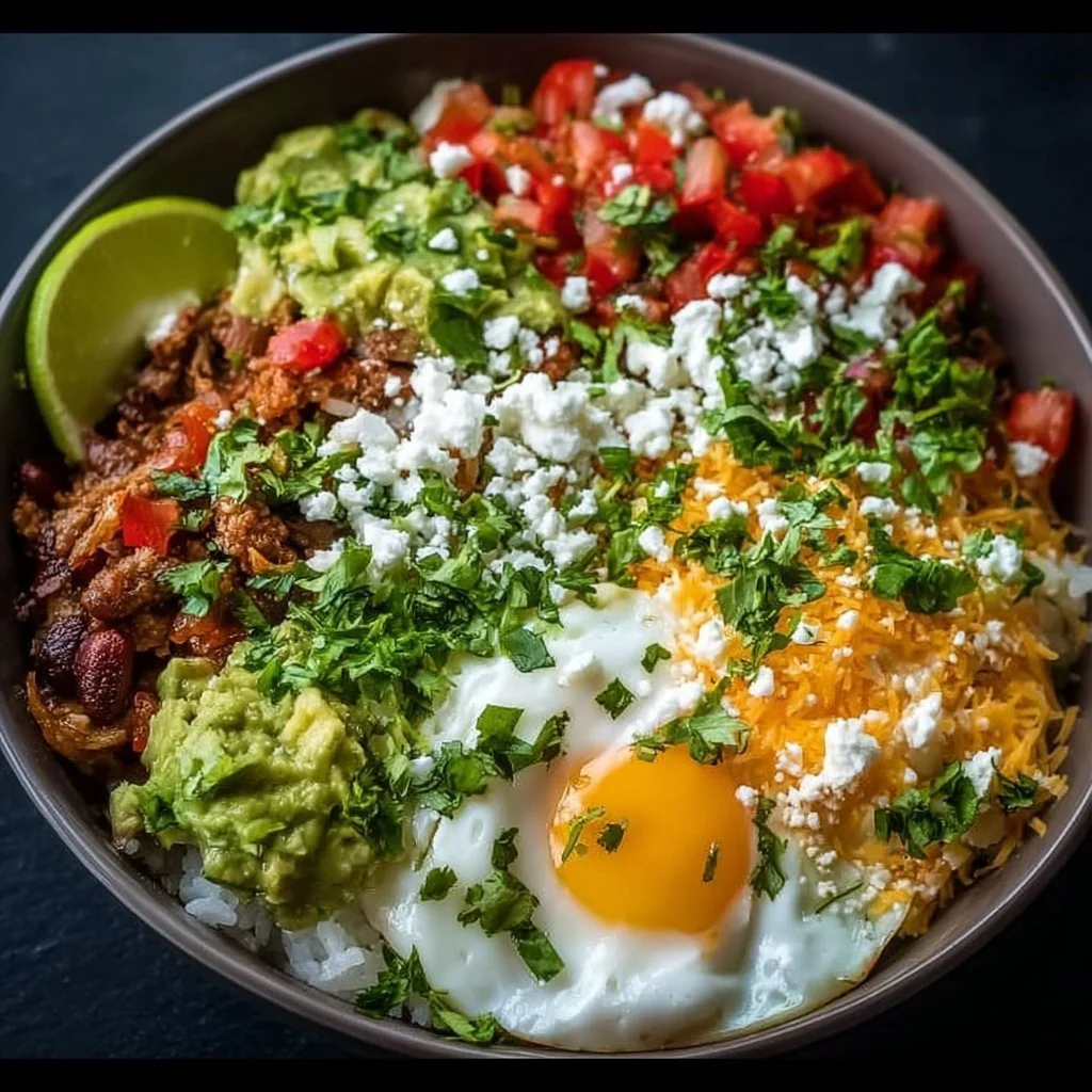 Delicious low carb burrito bowl filled with fresh ingredients and flavors