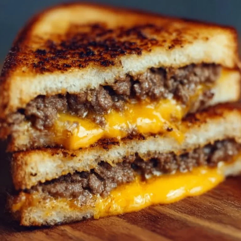 Delicious grilled cheese patty melt with melted cheese and juicy beef