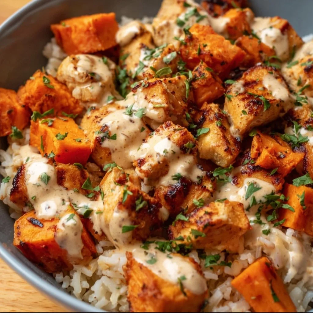 Healthy Chicken & Sweet Potato Rice Bowl
