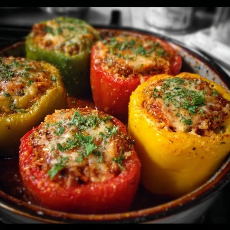 Healthy stuffed bell peppers filled with quinoa, vegetables, and spices