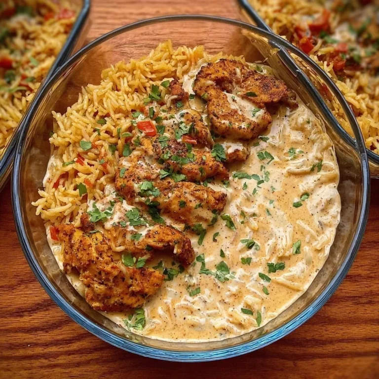 High Protein Creamy Cajun Chicken & Rice dish served in a bowl