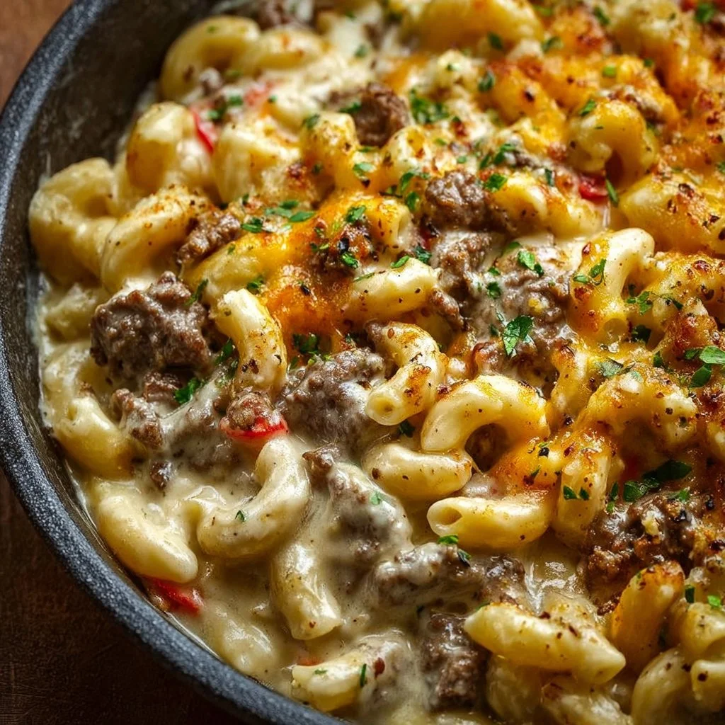 High-Protein Creamy Philly Cheesesteak Mac & Cheese Bliss