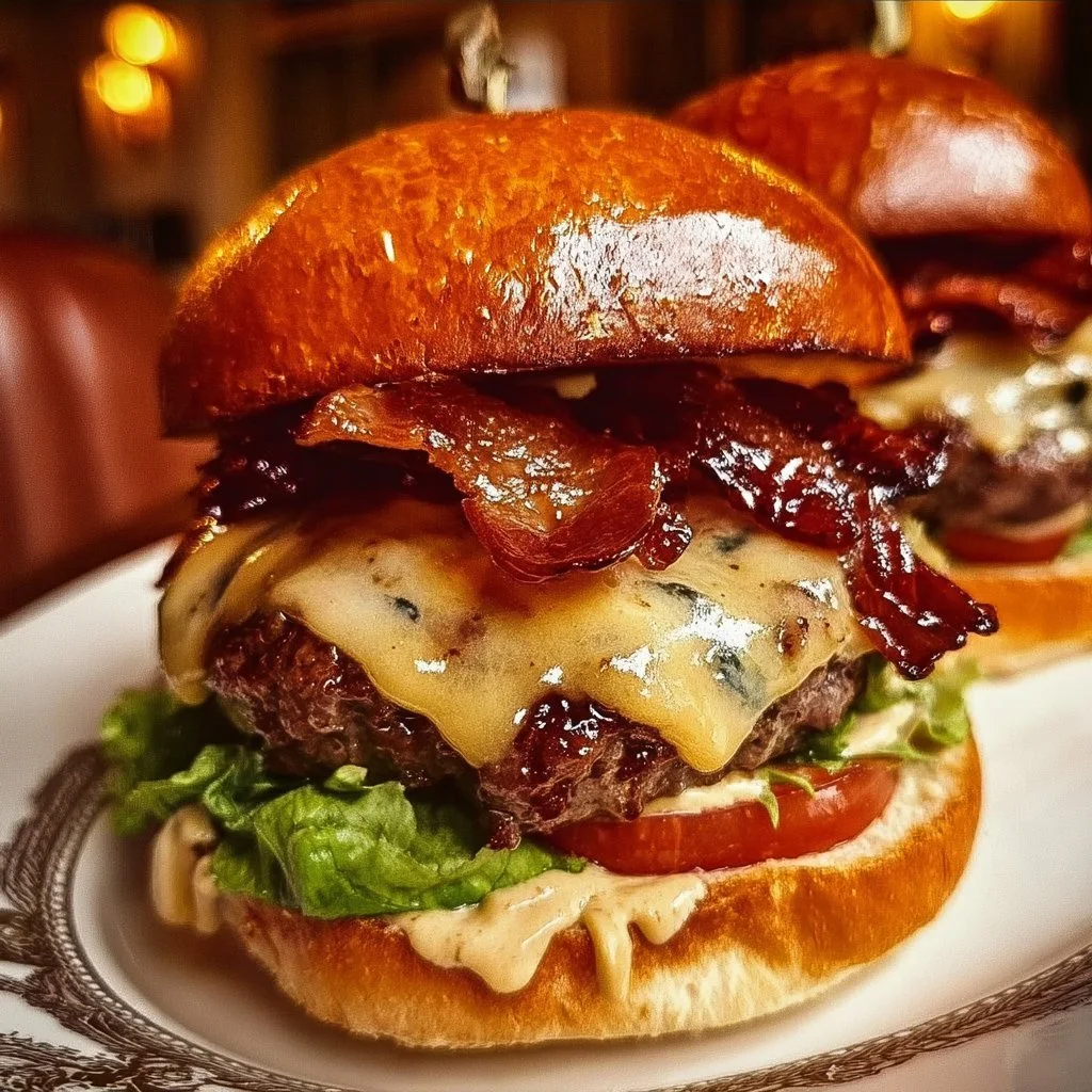 Delicious Irish Pub Burger with fresh ingredients and traditional toppings