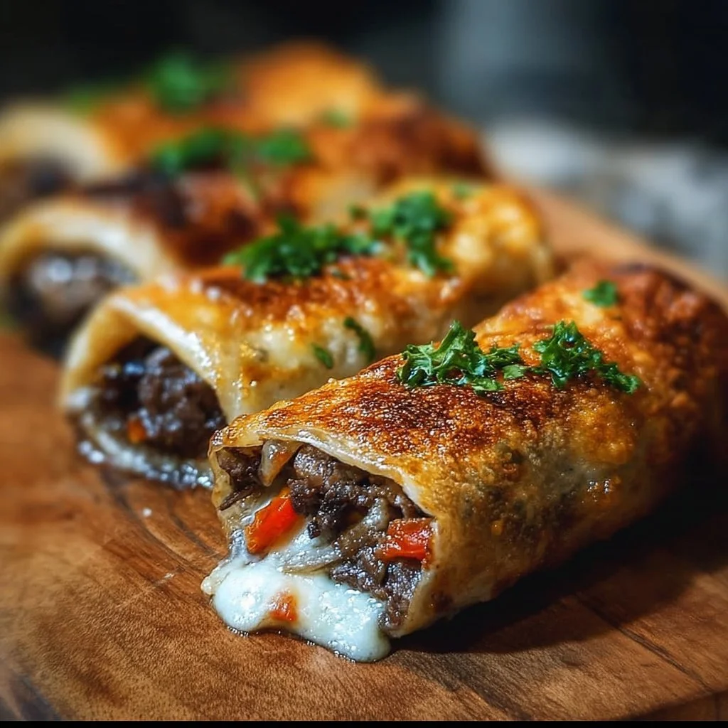 Keto Philly Cheesesteak Roll Ups served on a plate.