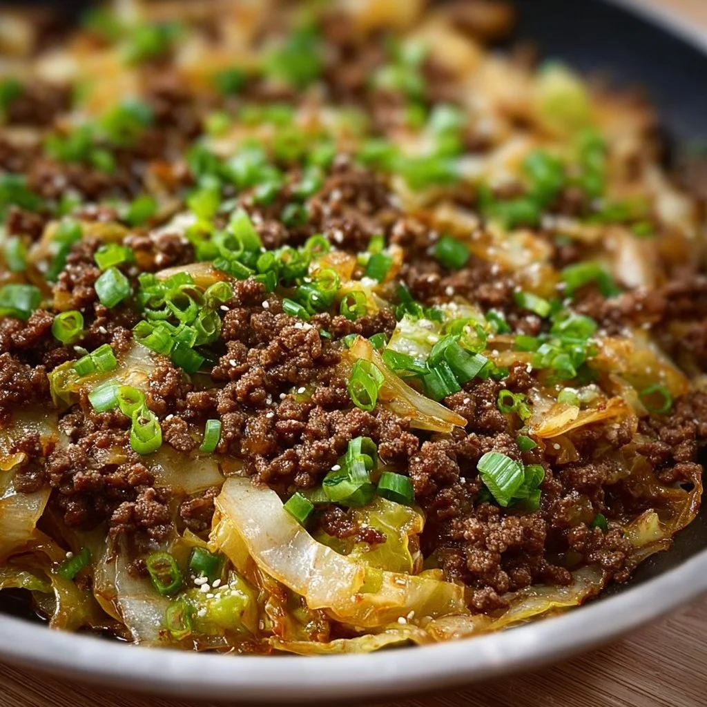 Low-Carb Mongolian Ground Beef and Cabbage