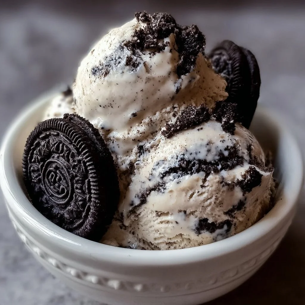 Delicious Ninja Creami Oreo Cookie Ice Cream in a bowl with Oreo pieces