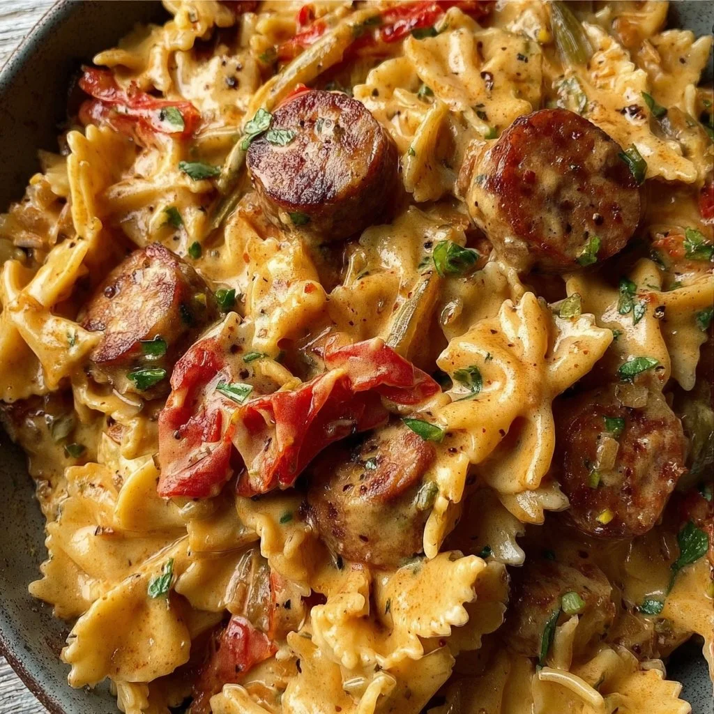 One Pot Creamy Cajun Sausage Pasta
