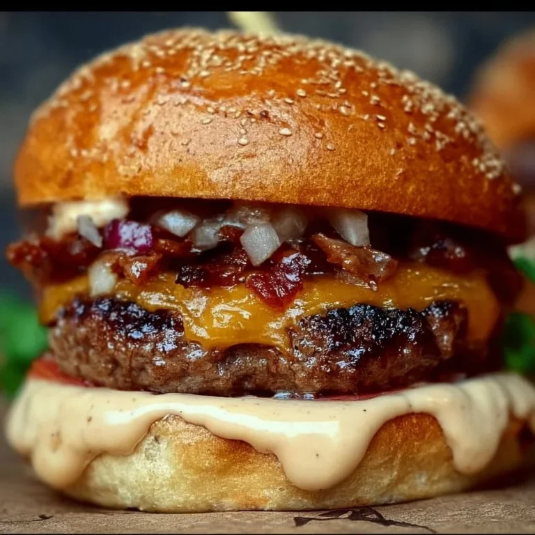Delicious Smash Burger with Baconnaise Sauce served on a bun