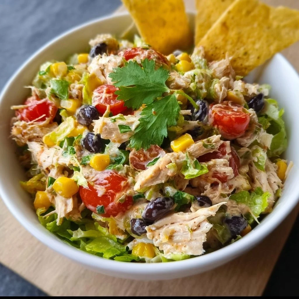 Delicious Southwest Chicken Salad with grilled chicken and fresh vegetables