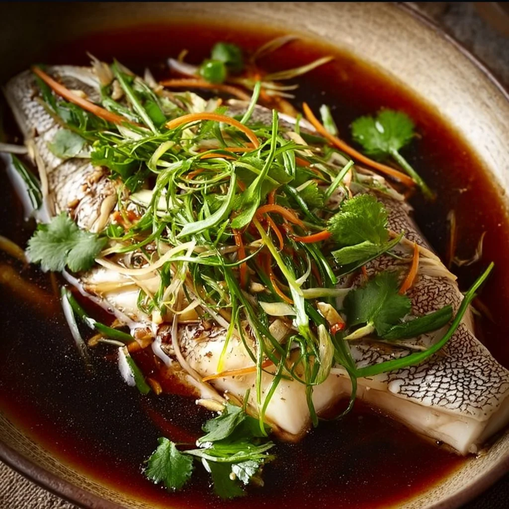 Steamed Fish with Ginger and Soy Sauce
