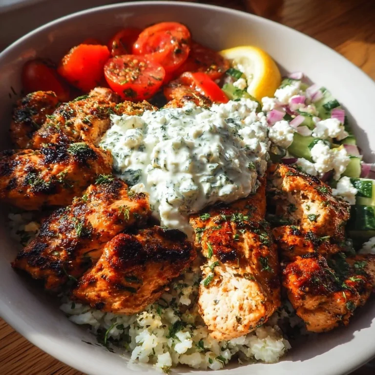Delicious Greek chicken bowl with fresh ingredients and vibrant flavors