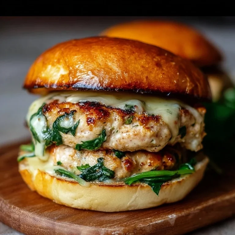 White cheddar and spinach chicken burgers served on a plate