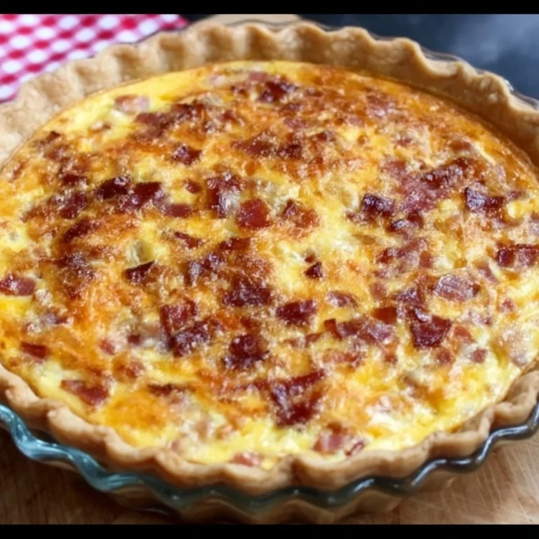 Delicious Bacon and Cheese Quiche served on a plate