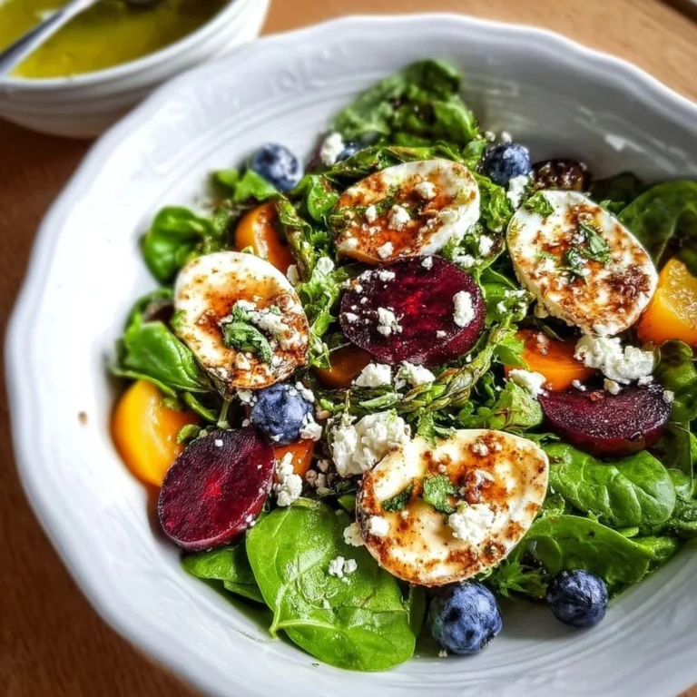 Easter Spring Salad with Goat Cheese, colorful vegetables and herbs.