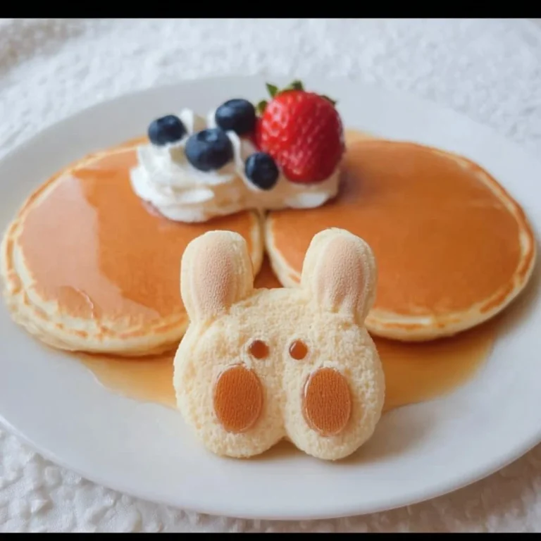 Delicious Bunny Butt Pancakes decorated for a festive breakfast