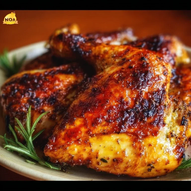 Delicious buttermilk roasted chicken served on a rustic wooden plate
