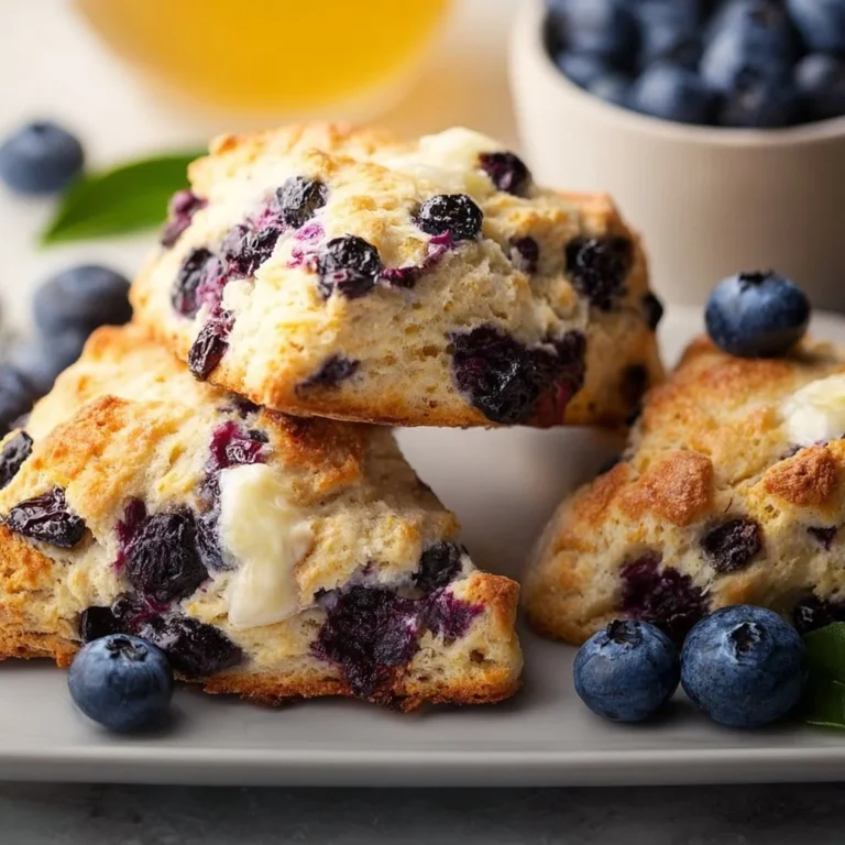 Freshly baked gluten-free blueberry scones on a plate