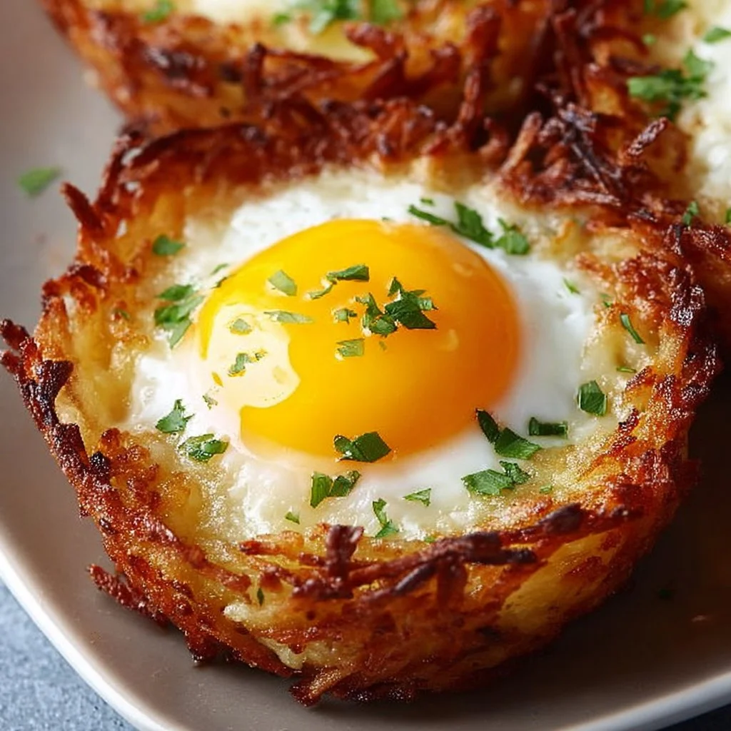 Eggs in Crispy Hash Brown Baskets