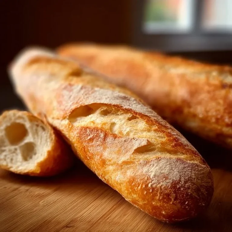 Freshly baked gluten-free French bread loaf with a golden crust.