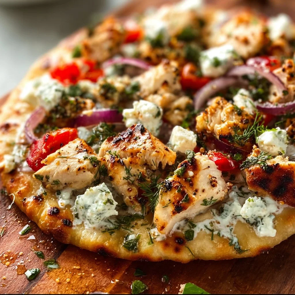 Greek Chicken Flatbread