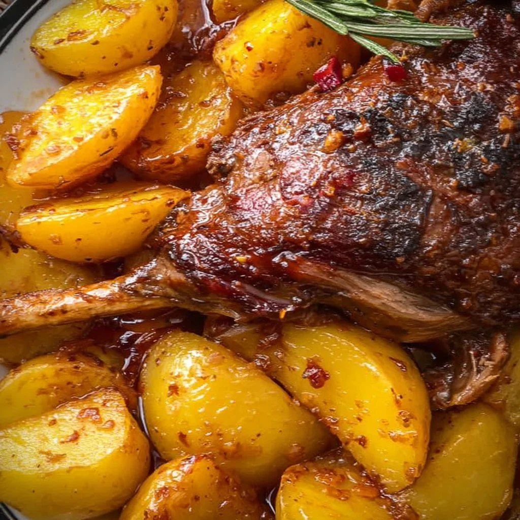 Greek Slow Roast Leg of Lamb with Potatoes