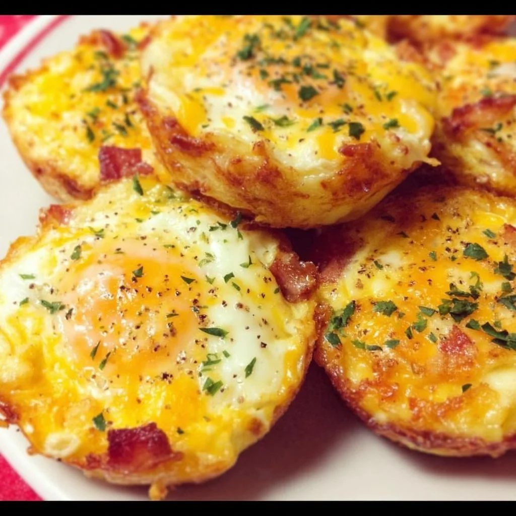 Delicious Hash Brown Egg Cups baked in muffin tins
