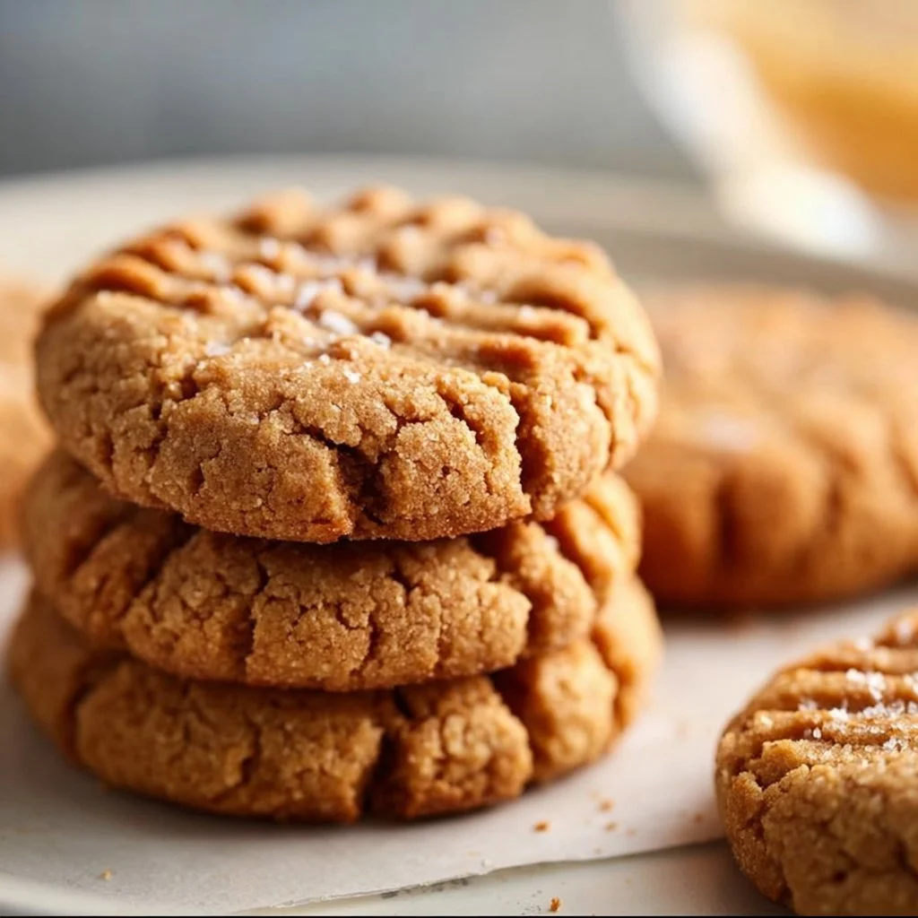 Healthy sugar-free almond flour peanut butter cookies on a plate.