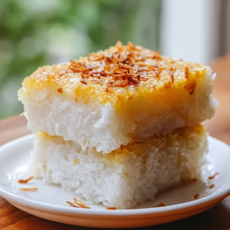 Delicious Indonesian sticky coconut cake, Wingko Babat, made with fresh coconut.