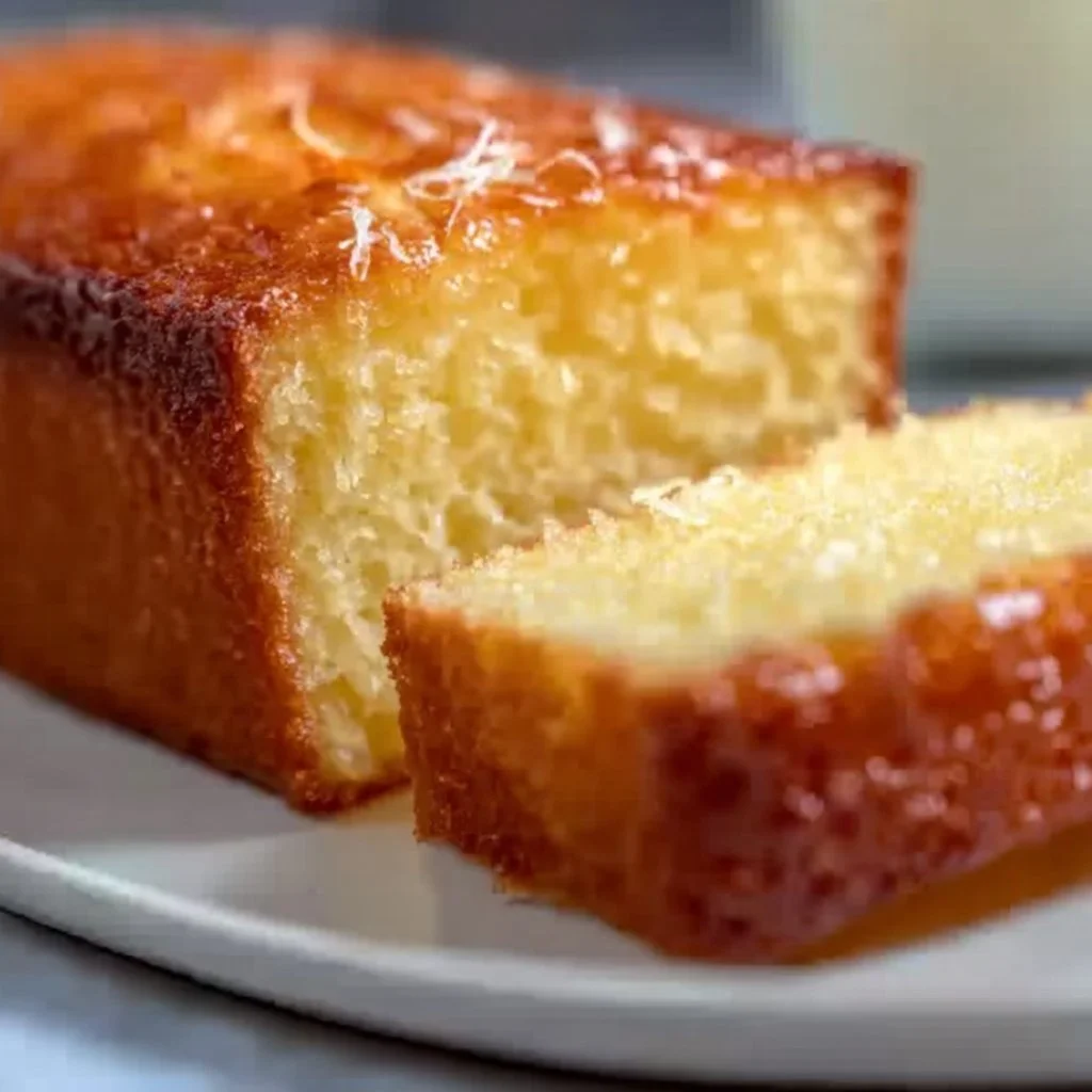Moist lemon yogurt cake topped with lemon zest and fresh fruit