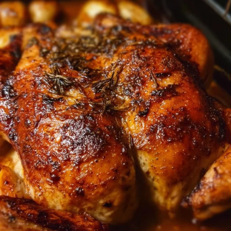 Oven roasted spatchcock chicken with herbs and spices, golden brown and crispy.