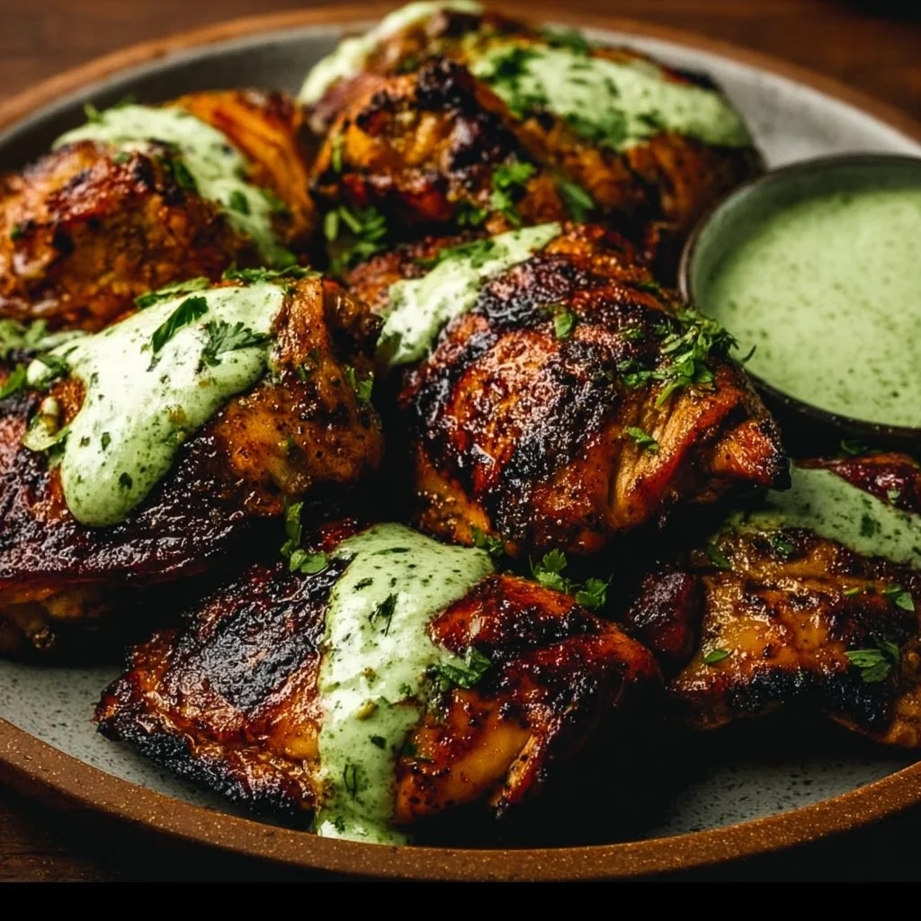 Peruvian Grilled Chicken with Creamy Green Sauce