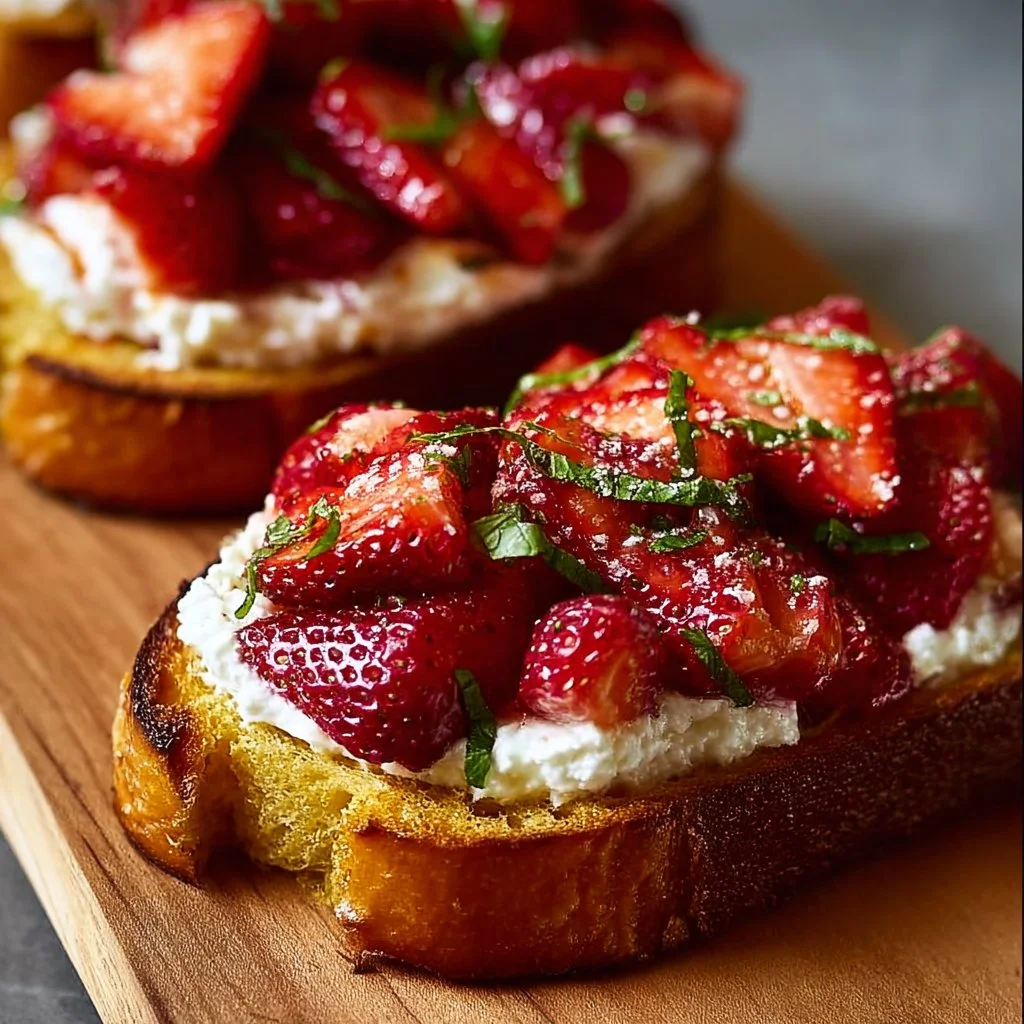 Roasted Strawberry Whipped Ricotta Toast