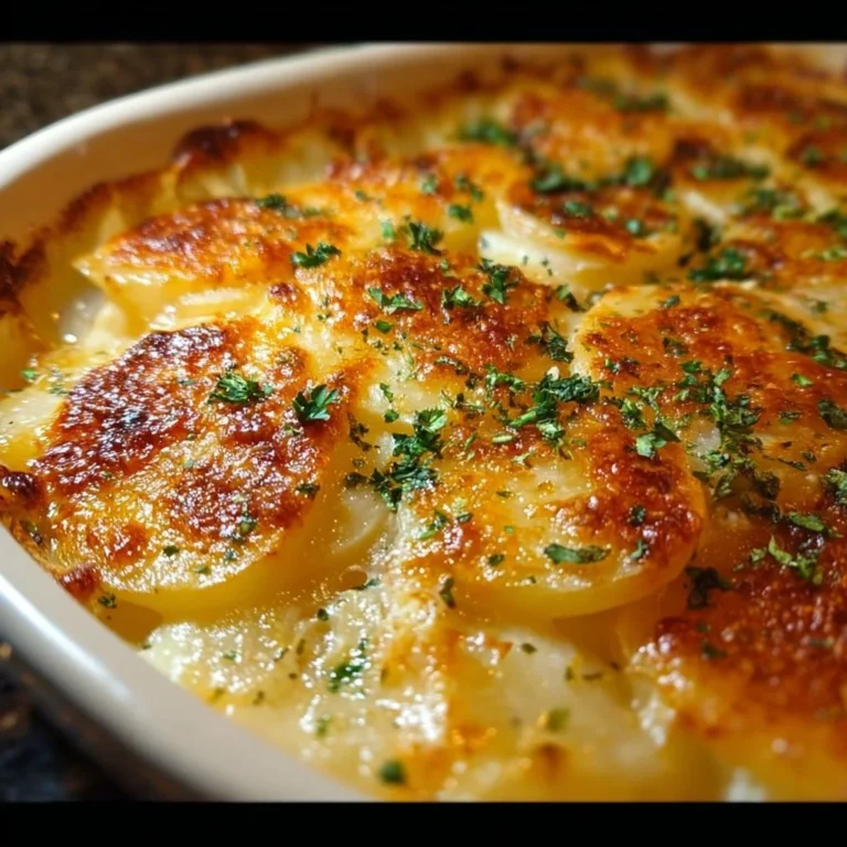 Delicious Ruth's Chris Potatoes au Gratin with melted cheese and creamy texture
