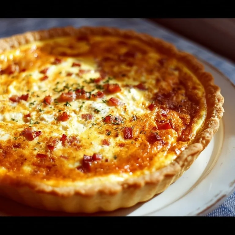 Delicious bacon and cheese quiche served on a plate