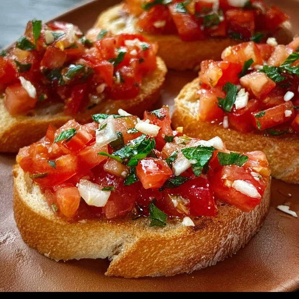 Bruschetta with tomatoes and garlic oil