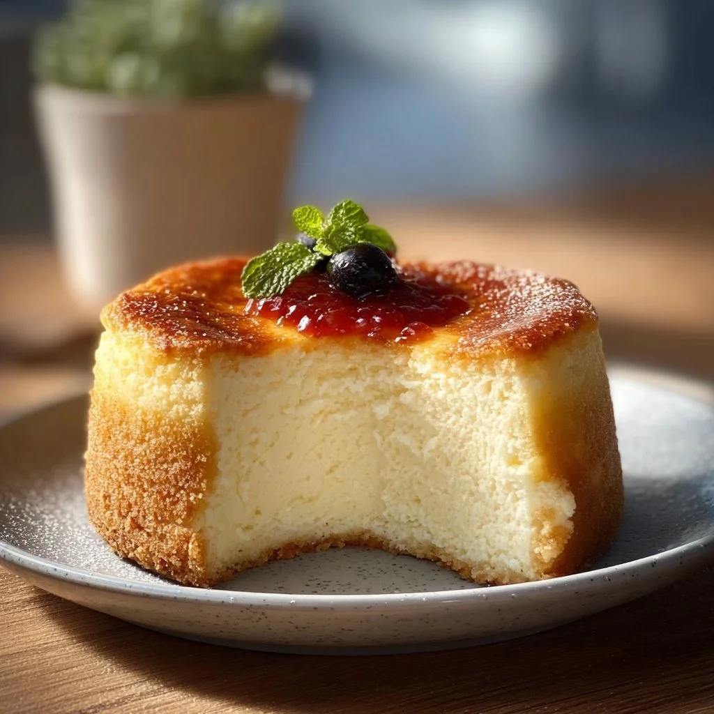 Saftiger Duftender Käsekuchen aus dem Airfryer auf einem Teller